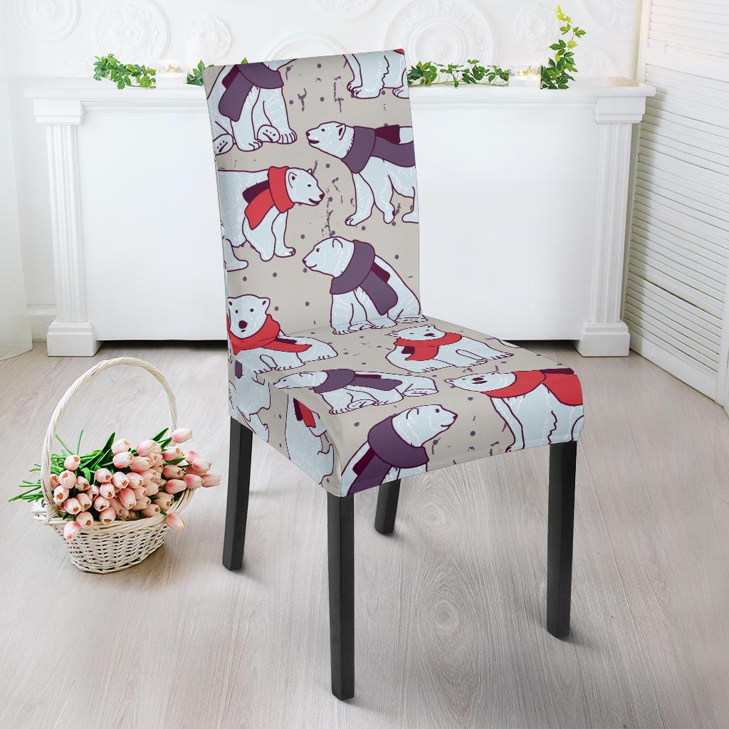 Polar Bear Pattern Print Design PB04 Dining Chair Slipcover-JORJUNE.COM