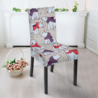 Polar Bear Pattern Print Design PB04 Dining Chair Slipcover-JORJUNE.COM