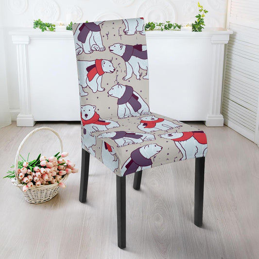 Polar Bear Pattern Print Design PB04 Dining Chair Slipcover-JORJUNE.COM