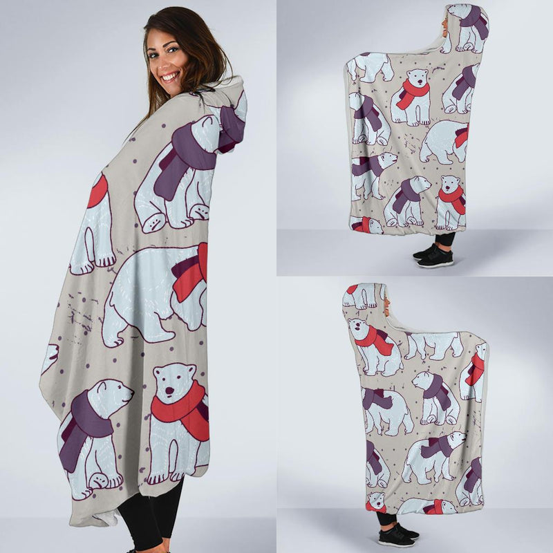 Polar Bear Pattern Print Design PB04 Hooded Blanket-JORJUNE.COM