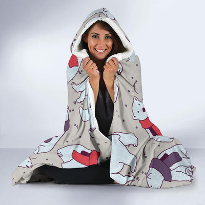 Polar Bear Pattern Print Design PB04 Hooded Blanket-JORJUNE.COM