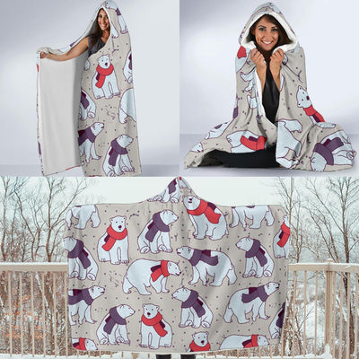 Polar Bear Pattern Print Design PB04 Hooded Blanket-JORJUNE.COM