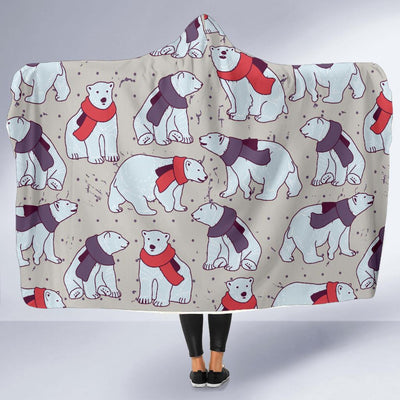 Polar Bear Pattern Print Design PB04 Hooded Blanket-JORJUNE.COM