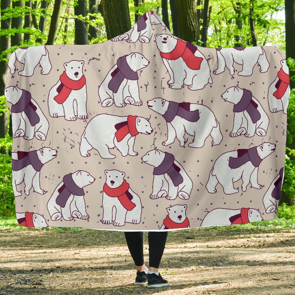 Polar Bear Pattern Print Design PB04 Hooded Blanket-JORJUNE.COM