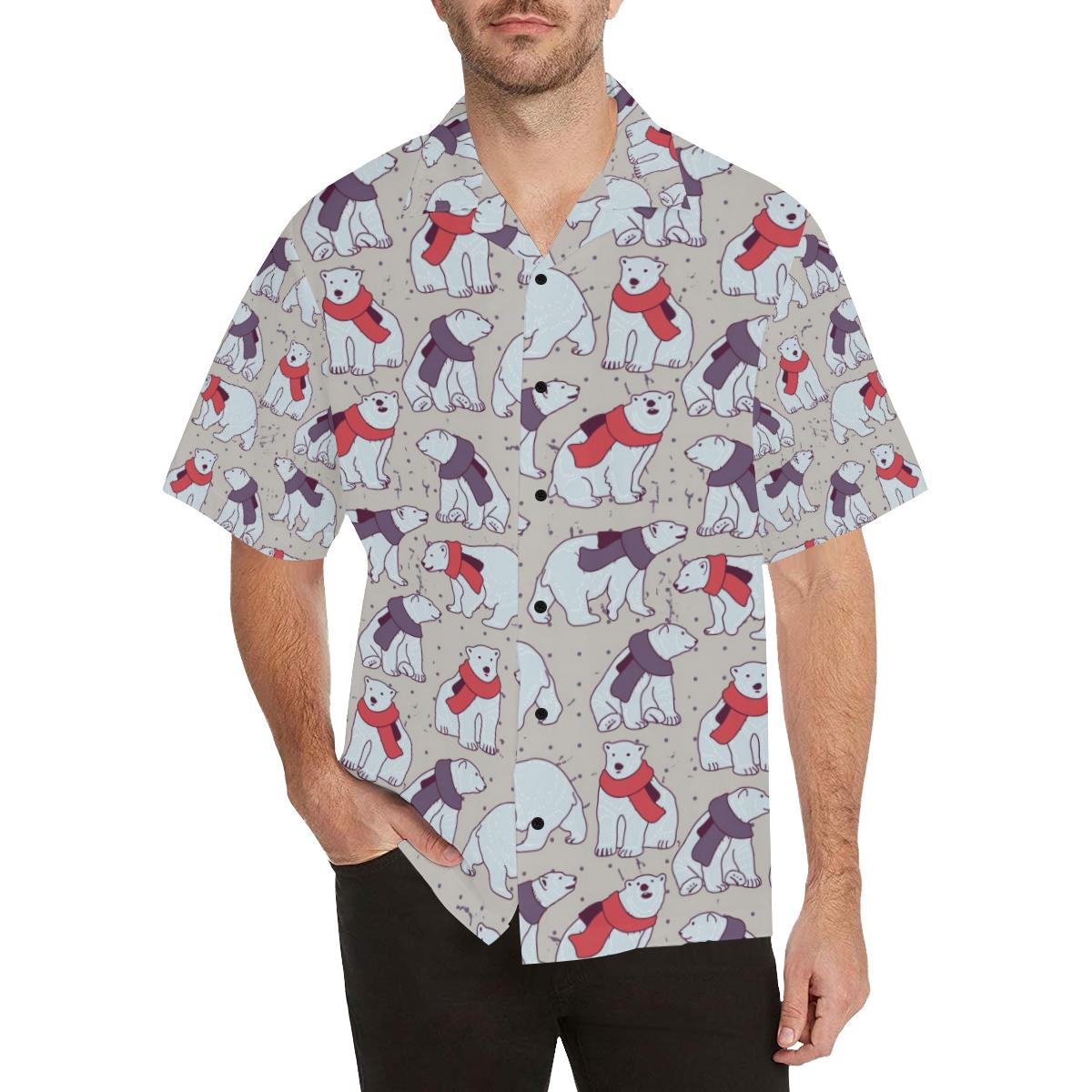 Polar Bear Pattern Print Design PB04 Men Hawaiian Shirt-JorJune
