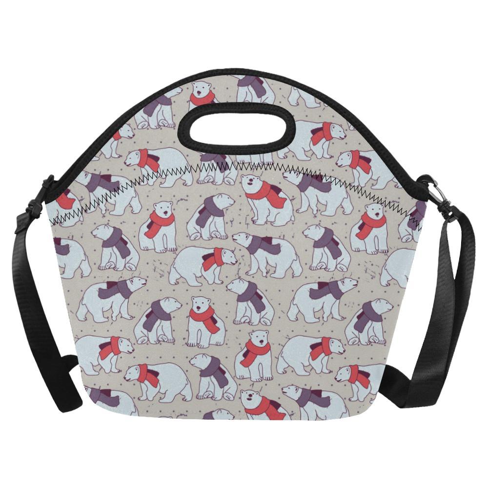 Polar Bear Pattern Print Design PB04 Neoprene Lunch Bag-JorJune