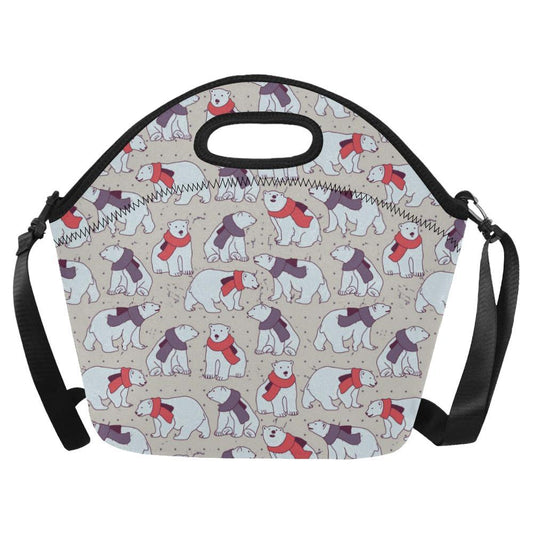 Polar Bear Pattern Print Design PB04 Neoprene Lunch Bag-JorJune