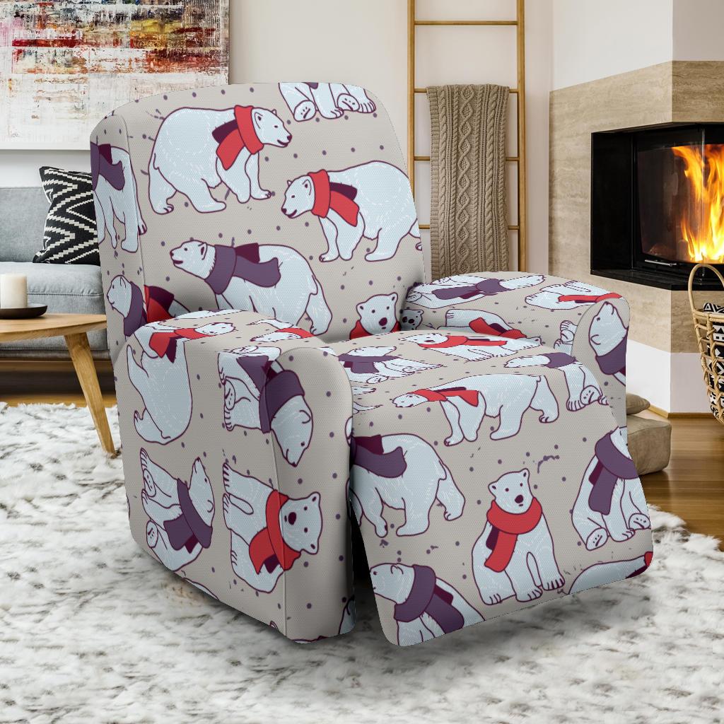Polar Bear Pattern Print Design PB04 Recliner Slipcover-JORJUNE.COM