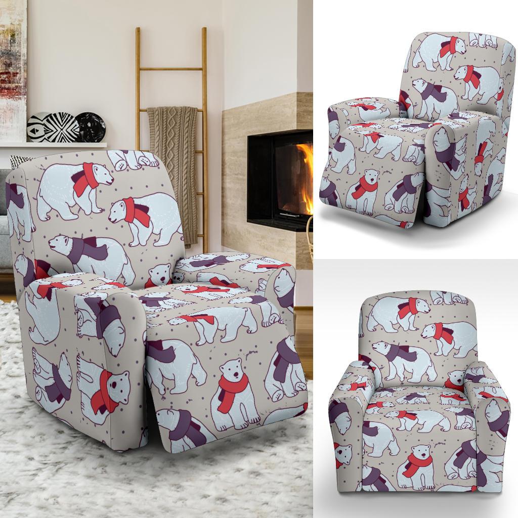 Polar Bear Pattern Print Design PB04 Recliner Slipcover-JORJUNE.COM