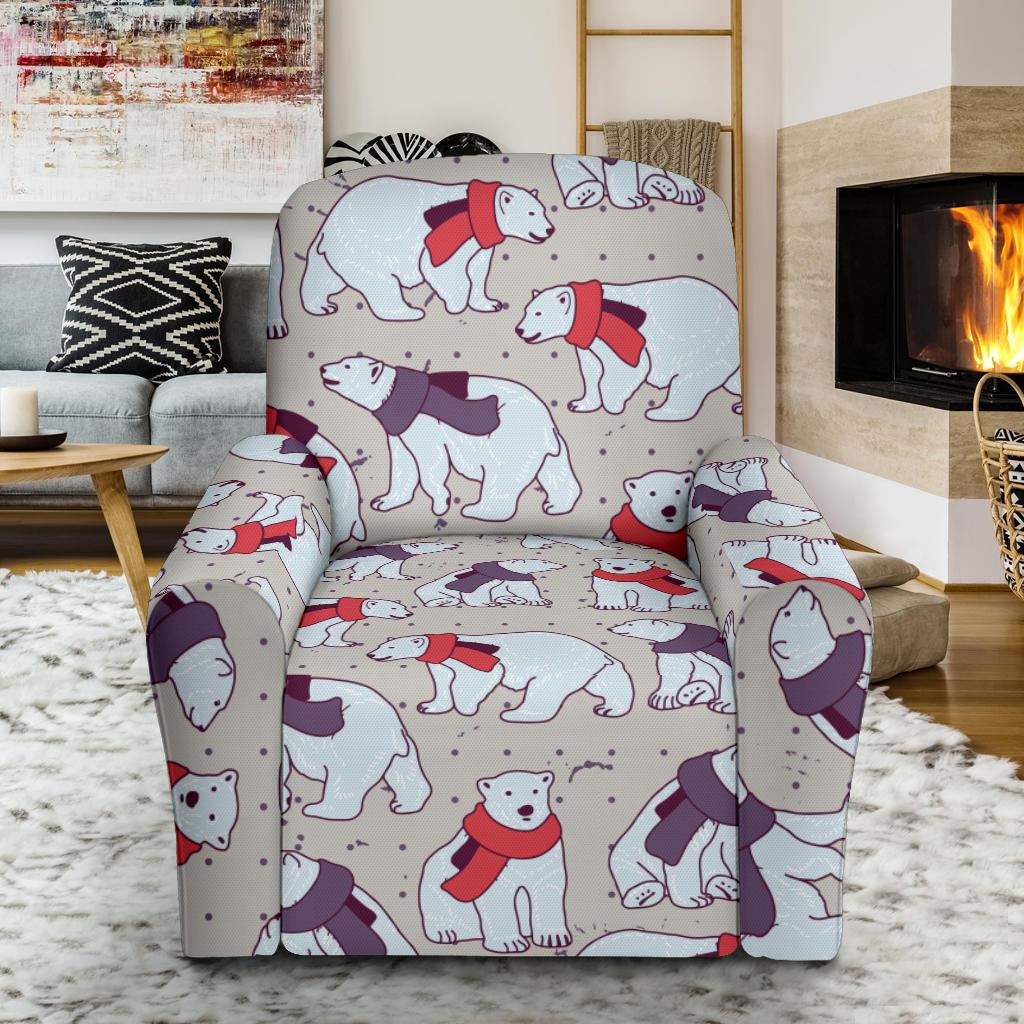 Polar Bear Pattern Print Design PB04 Recliner Slipcover-JORJUNE.COM