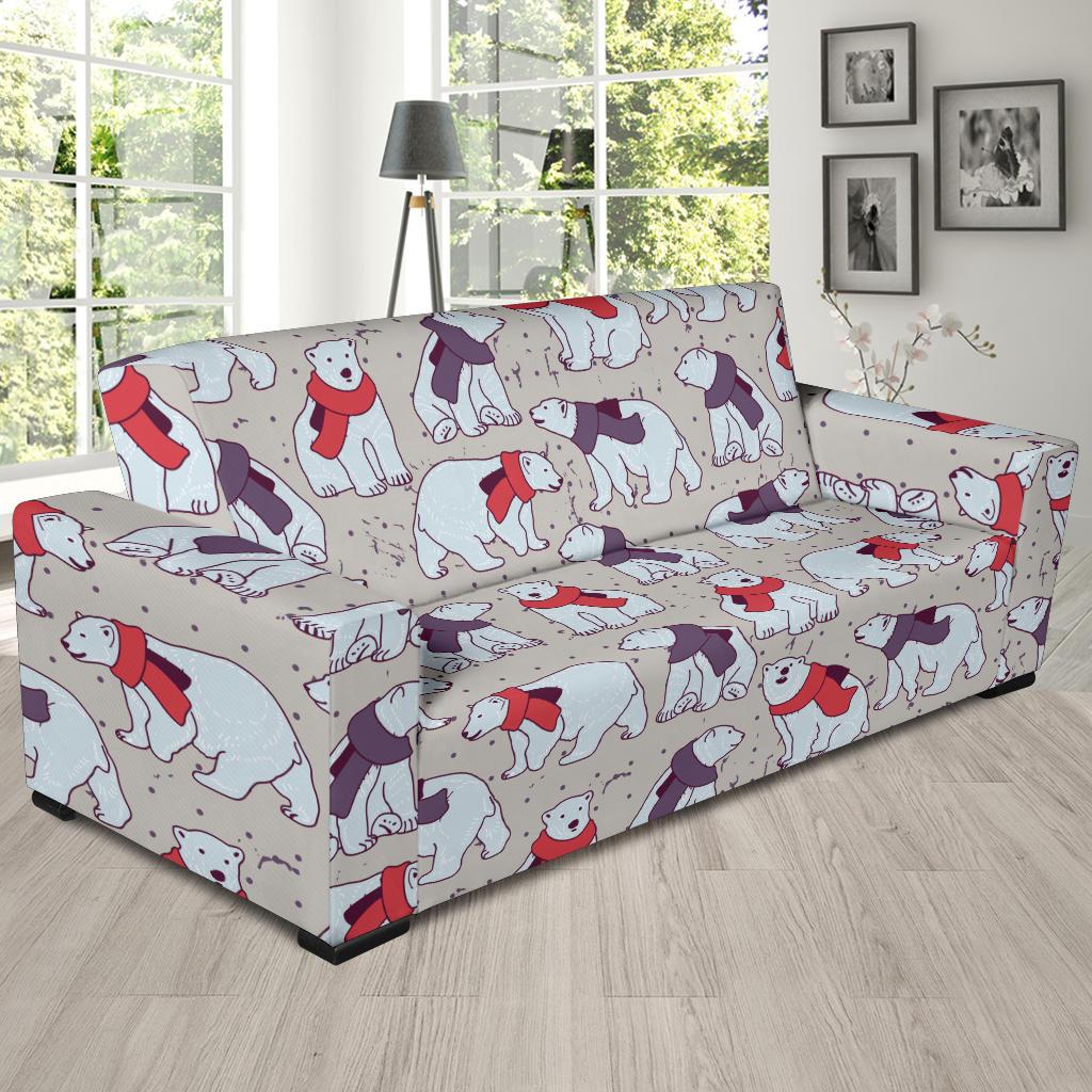 Polar Bear Pattern Print Design PB04 Sofa Slipcover-JORJUNE.COM