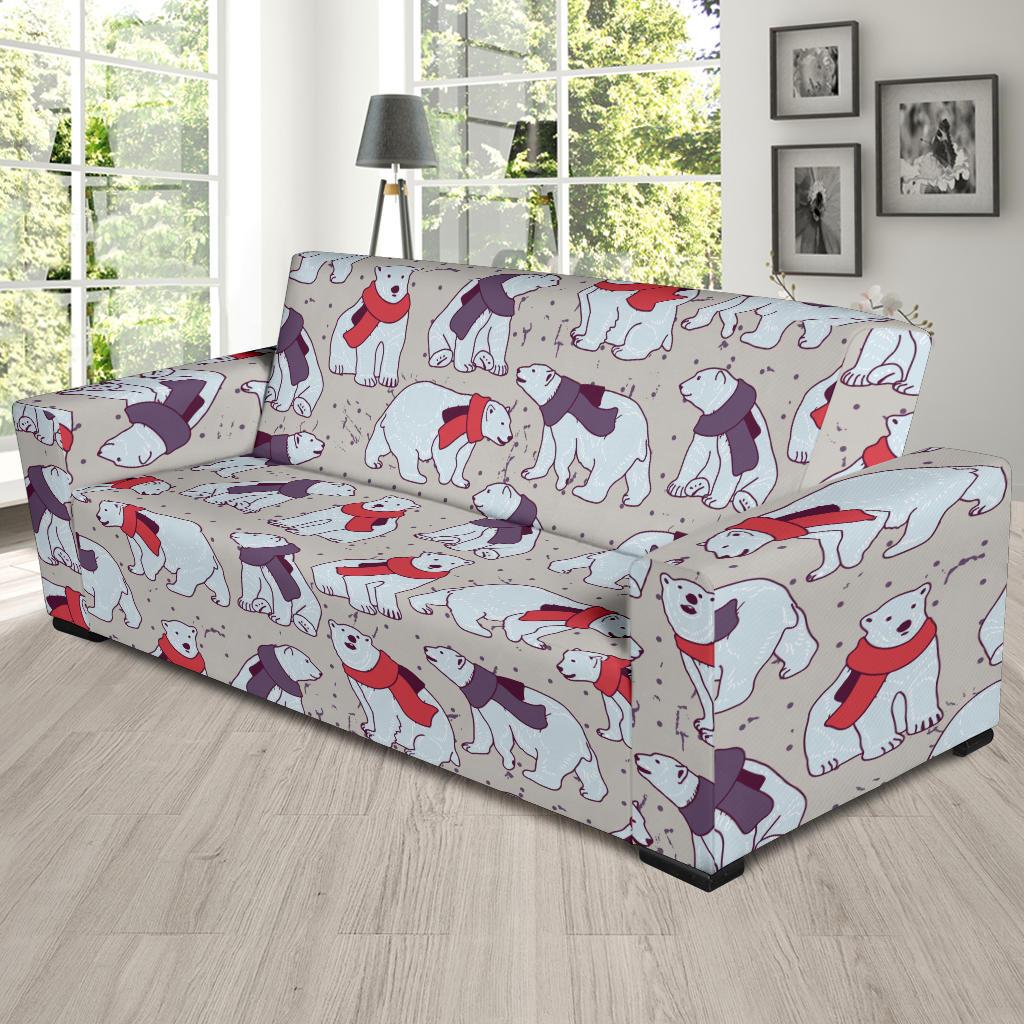 Polar Bear Pattern Print Design PB04 Sofa Slipcover-JORJUNE.COM