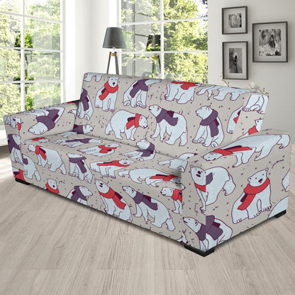 Polar Bear Pattern Print Design PB04 Sofa Slipcover-JORJUNE.COM
