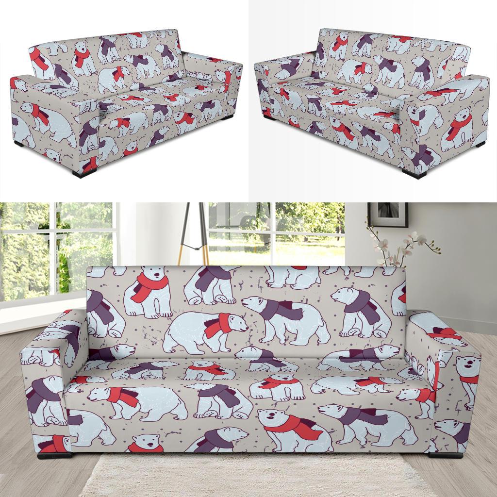Polar Bear Pattern Print Design PB04 Sofa Slipcover-JORJUNE.COM