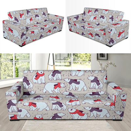 Polar Bear Pattern Print Design PB04 Sofa Slipcover-JORJUNE.COM