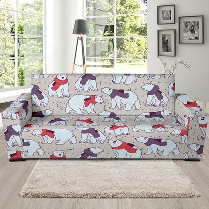 Polar Bear Pattern Print Design PB04 Sofa Slipcover-JORJUNE.COM