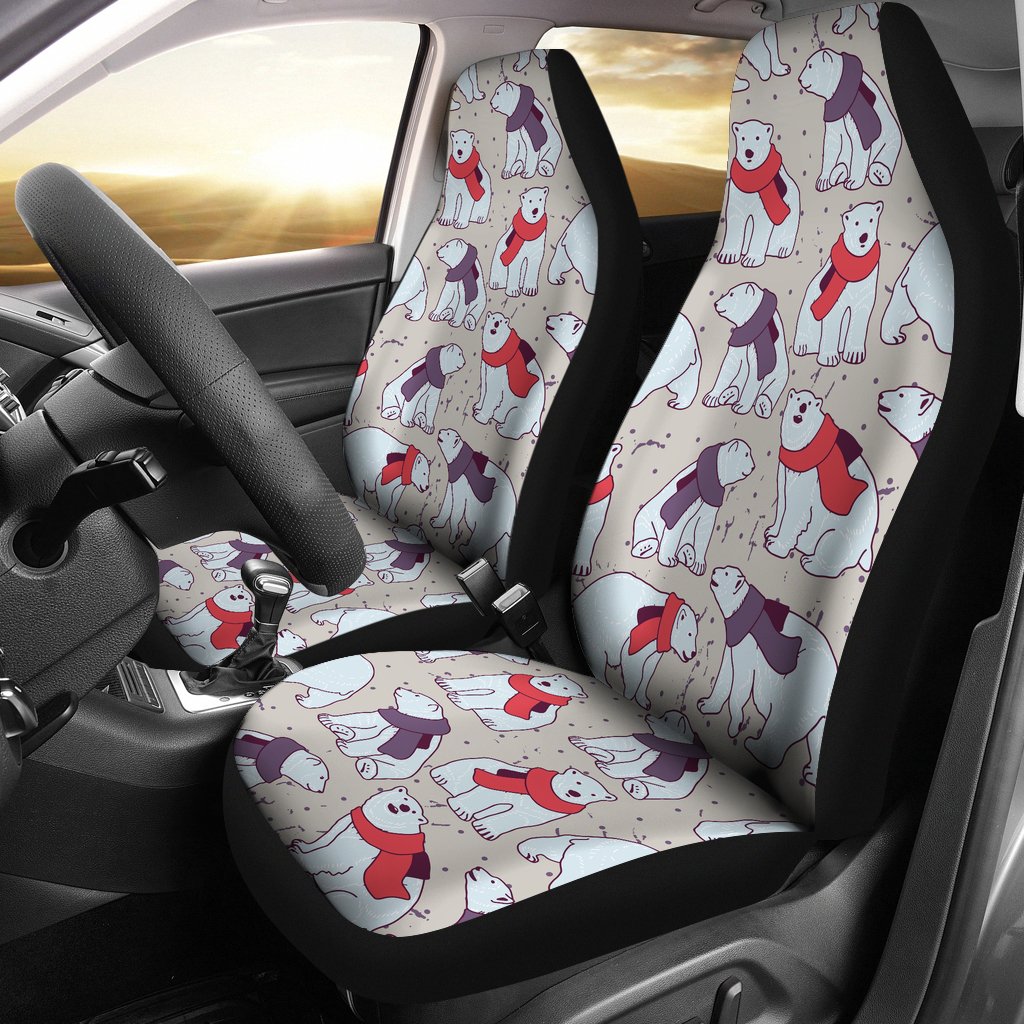 Polar Bear Pattern Print Design PB04 Universal Fit Car Seat Covers-JorJune