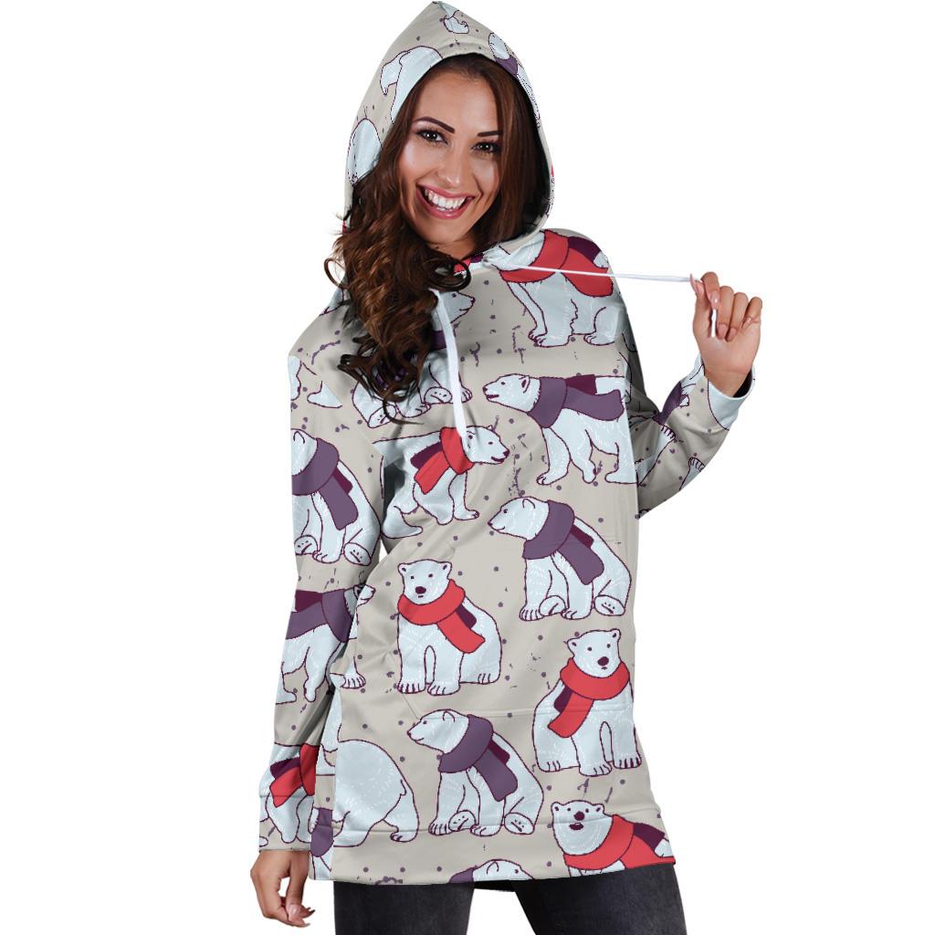 Polar Bear Pattern Print Design PB04 Women Hoodie Dress