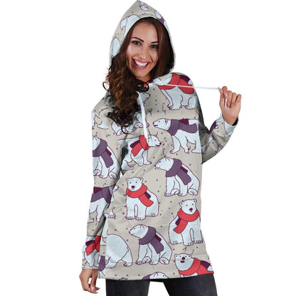 Polar Bear Pattern Print Design PB04 Women Hoodie Dress