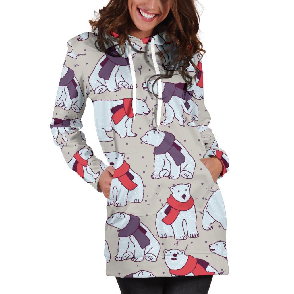 Polar Bear Pattern Print Design PB04 Women Hoodie Dress