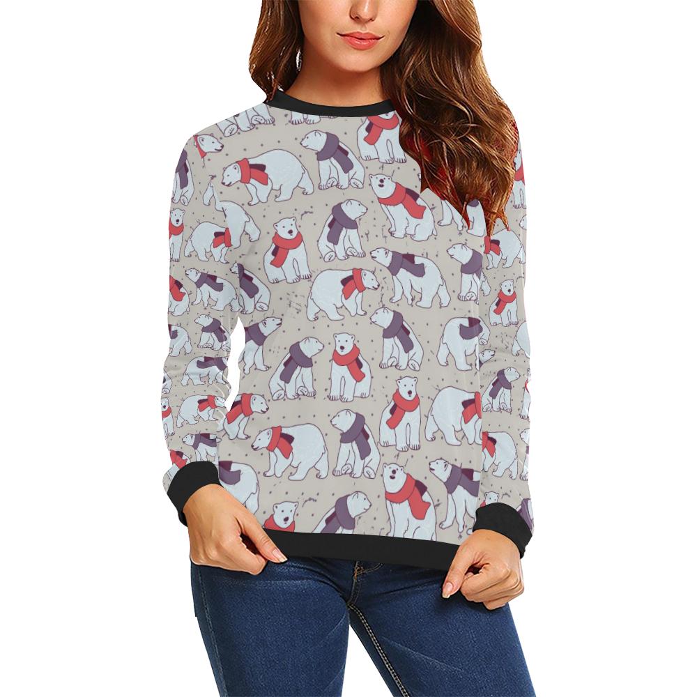 Polar Bear Pattern Print Design PB04 Women Long Sleeve Sweatshirt-JorJune