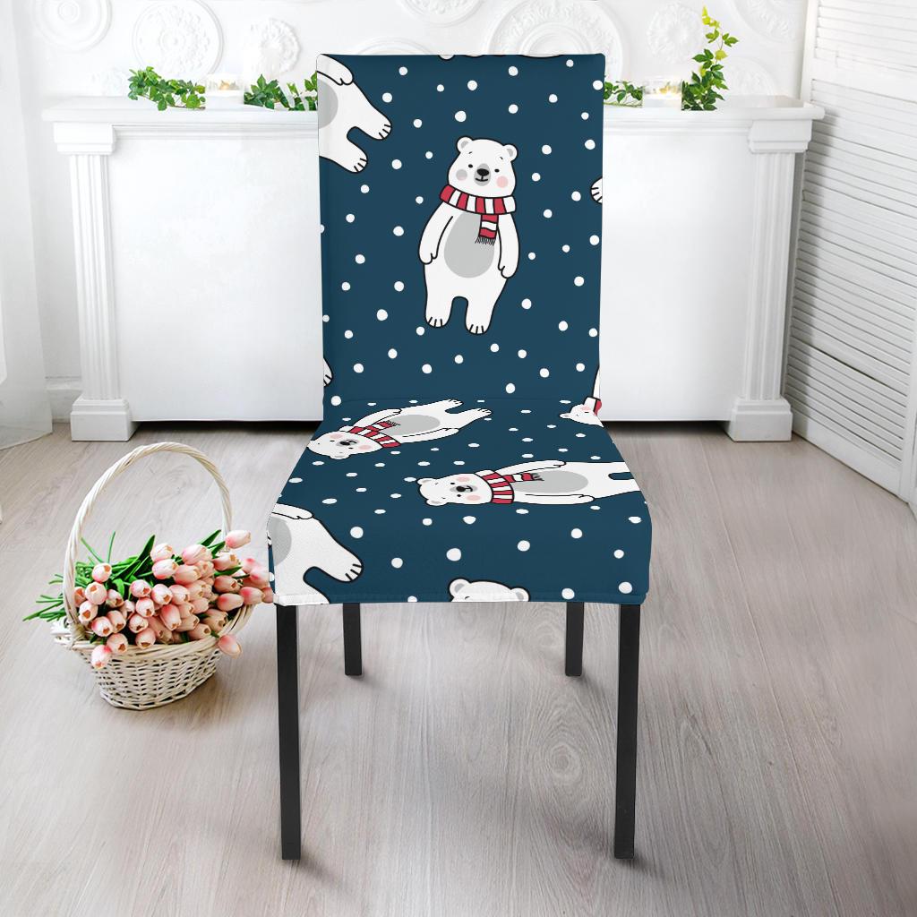 Polar Bear Pattern Print Design PB05 Dining Chair Slipcover-JORJUNE.COM