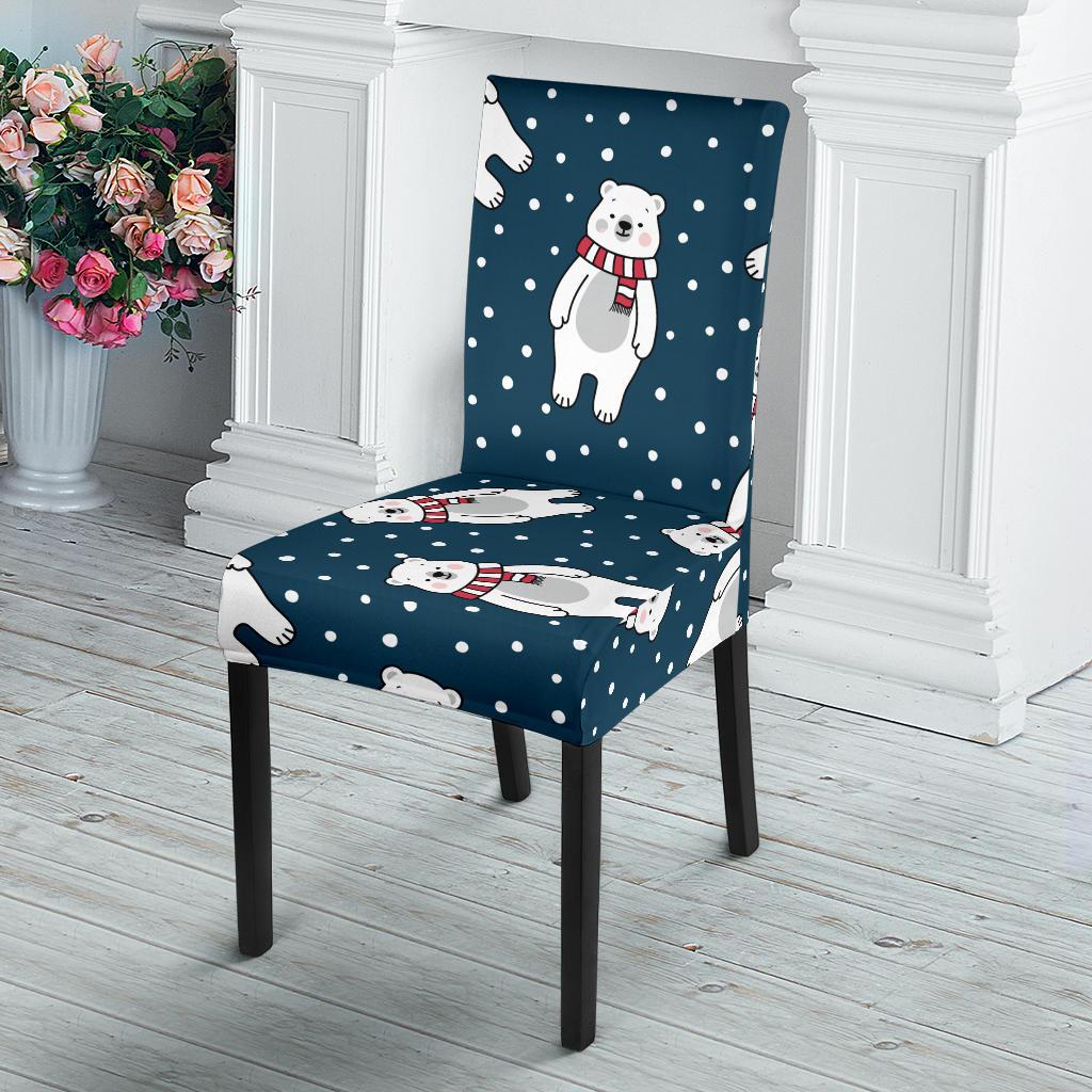 Polar Bear Pattern Print Design PB05 Dining Chair Slipcover-JORJUNE.COM