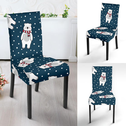 Polar Bear Pattern Print Design PB05 Dining Chair Slipcover-JORJUNE.COM