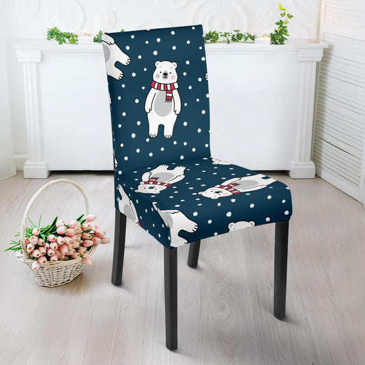 Polar Bear Pattern Print Design PB05 Dining Chair Slipcover-JORJUNE.COM