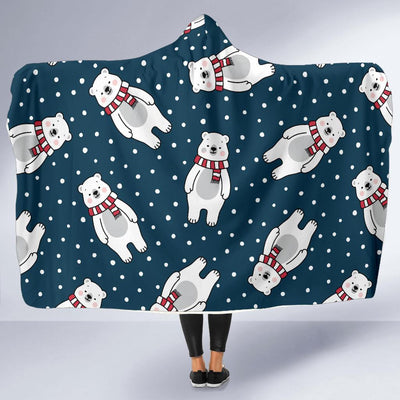 Polar Bear Pattern Print Design PB05 Hooded Blanket-JORJUNE.COM