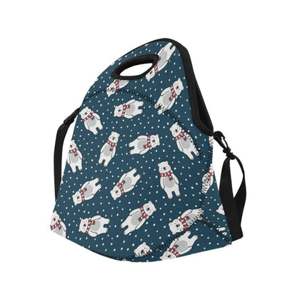 Polar Bear Pattern Print Design PB05 Neoprene Lunch Bag-JorJune