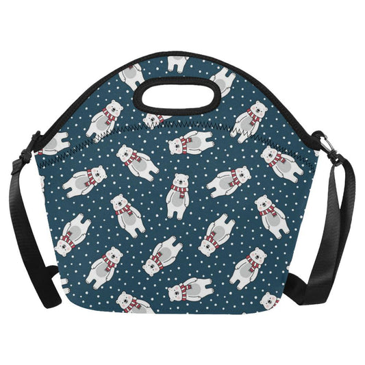 Polar Bear Pattern Print Design PB05 Neoprene Lunch Bag-JorJune