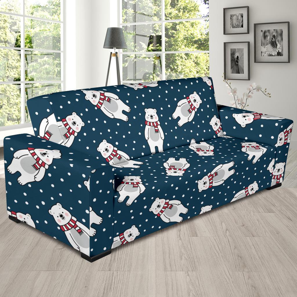 Polar Bear Pattern Print Design PB05 Sofa Slipcover-JORJUNE.COM