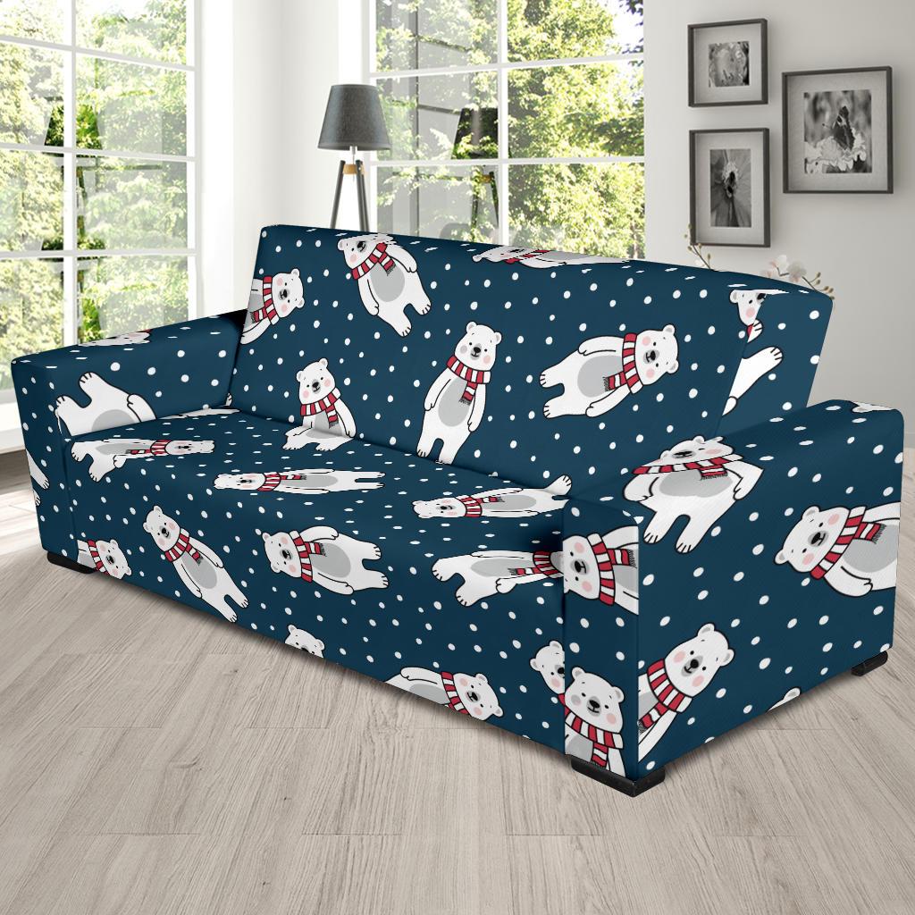 Polar Bear Pattern Print Design PB05 Sofa Slipcover-JORJUNE.COM