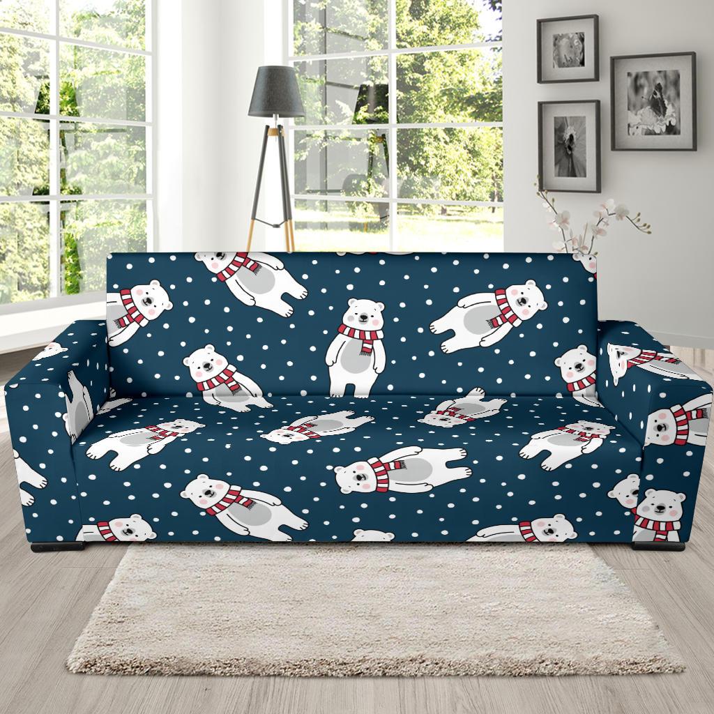 Polar Bear Pattern Print Design PB05 Sofa Slipcover-JORJUNE.COM