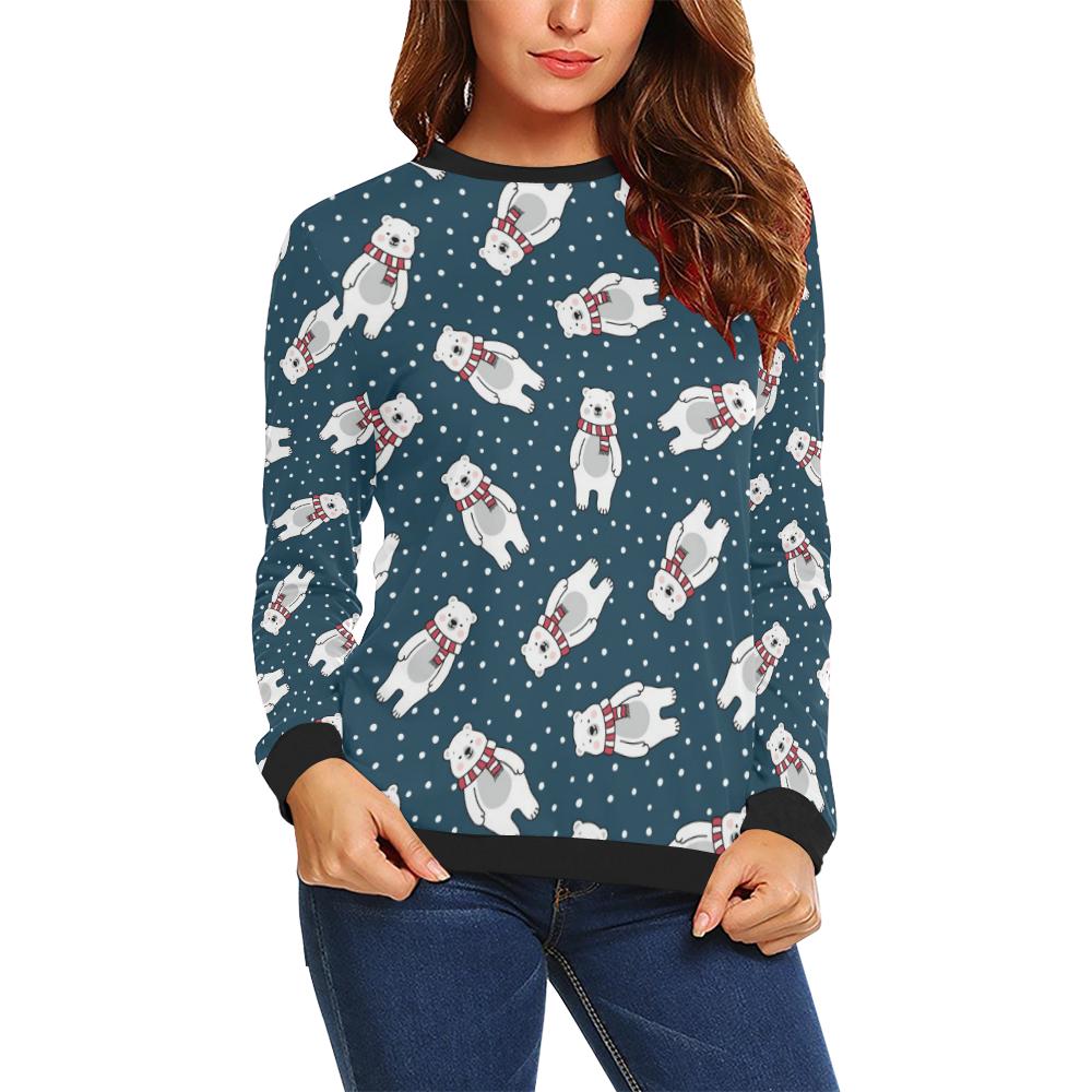 Polar Bear Pattern Print Design PB05 Women Long Sleeve Sweatshirt-JorJune