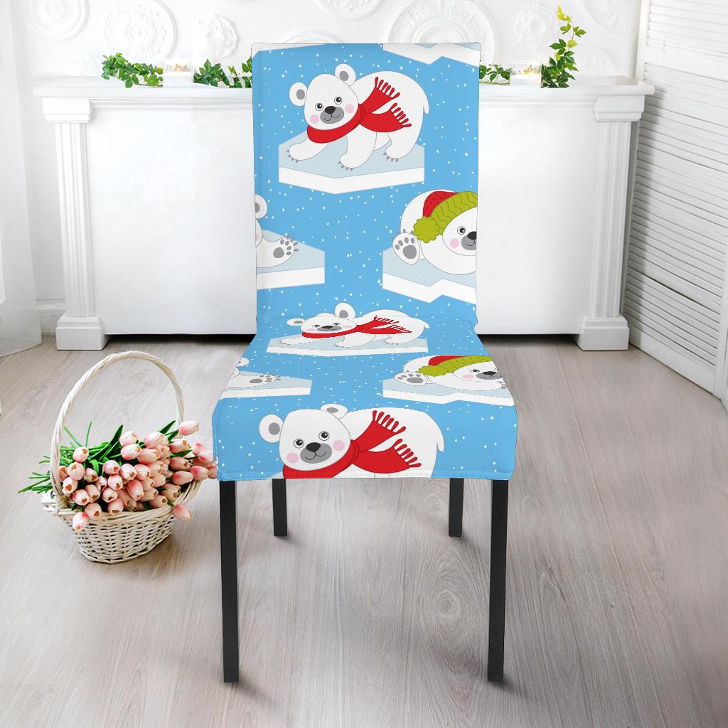 Polar Bear Pattern Print Design PB06 Dining Chair Slipcover-JORJUNE.COM