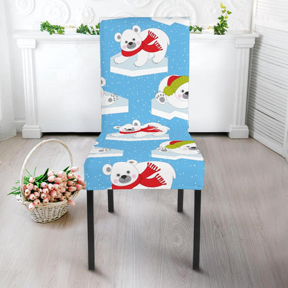 Polar Bear Pattern Print Design PB06 Dining Chair Slipcover-JORJUNE.COM