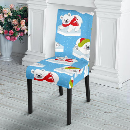 Polar Bear Pattern Print Design PB06 Dining Chair Slipcover-JORJUNE.COM