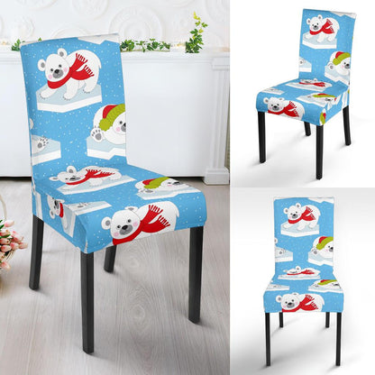 Polar Bear Pattern Print Design PB06 Dining Chair Slipcover-JORJUNE.COM