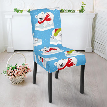 Polar Bear Pattern Print Design PB06 Dining Chair Slipcover-JORJUNE.COM