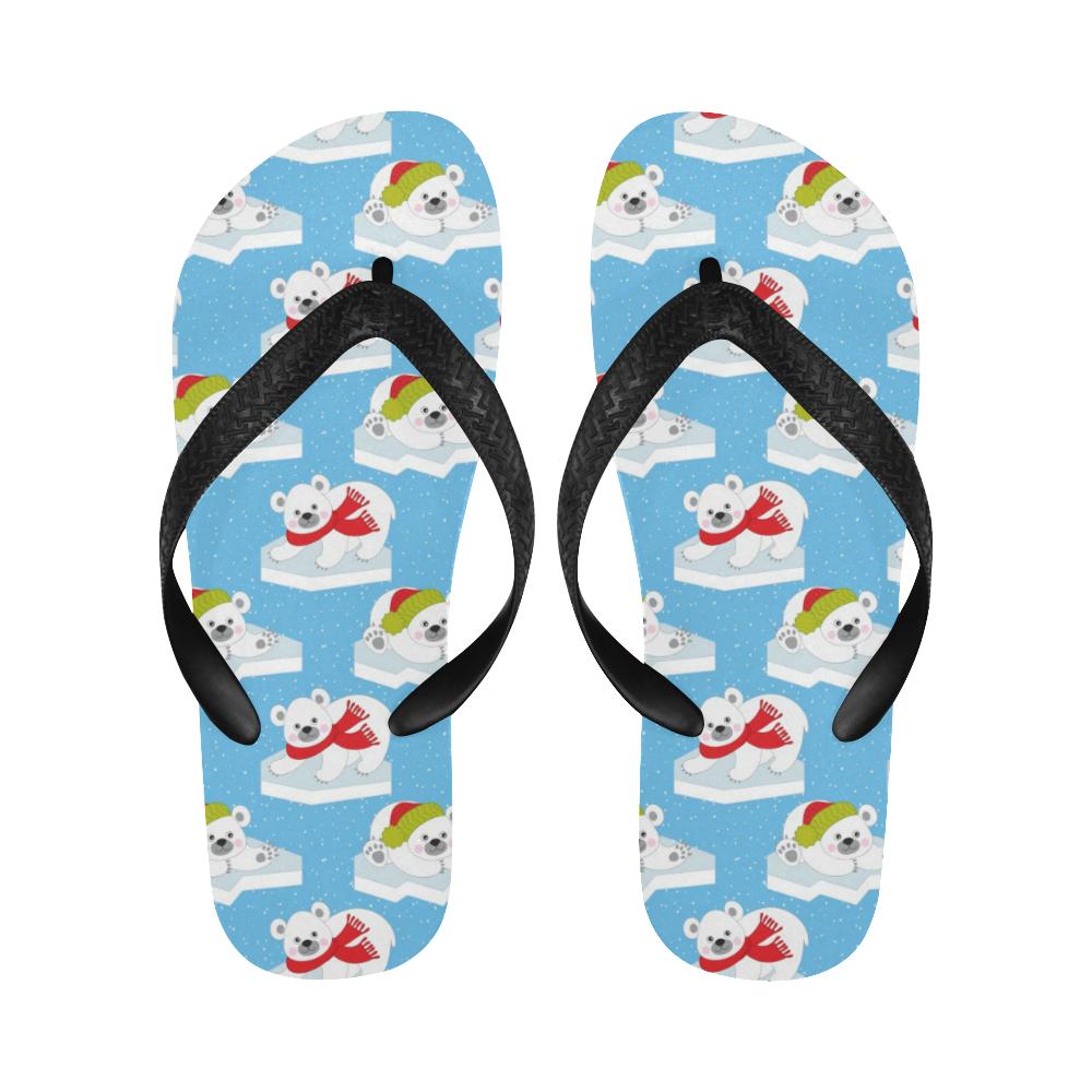 Polar Bear Pattern Print Design PB06 Flip Flops-JorJune