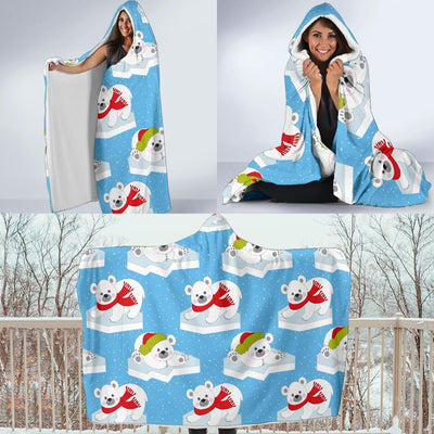 Polar Bear Pattern Print Design PB06 Hooded Blanket-JORJUNE.COM