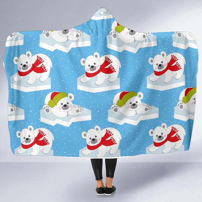 Polar Bear Pattern Print Design PB06 Hooded Blanket-JORJUNE.COM