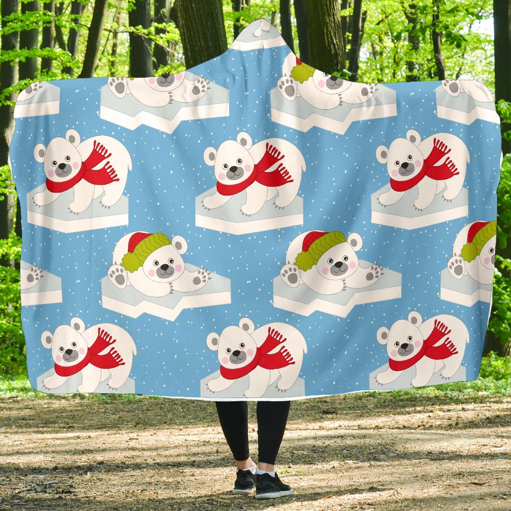 Polar Bear Pattern Print Design PB06 Hooded Blanket-JORJUNE.COM