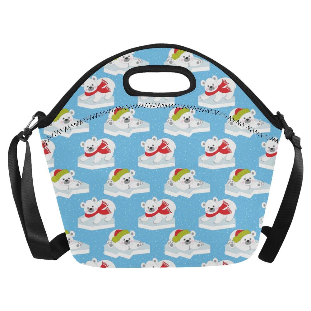 Polar Bear Pattern Print Design PB06 Neoprene Lunch Bag-JorJune