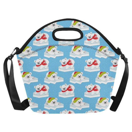 Polar Bear Pattern Print Design PB06 Neoprene Lunch Bag-JorJune
