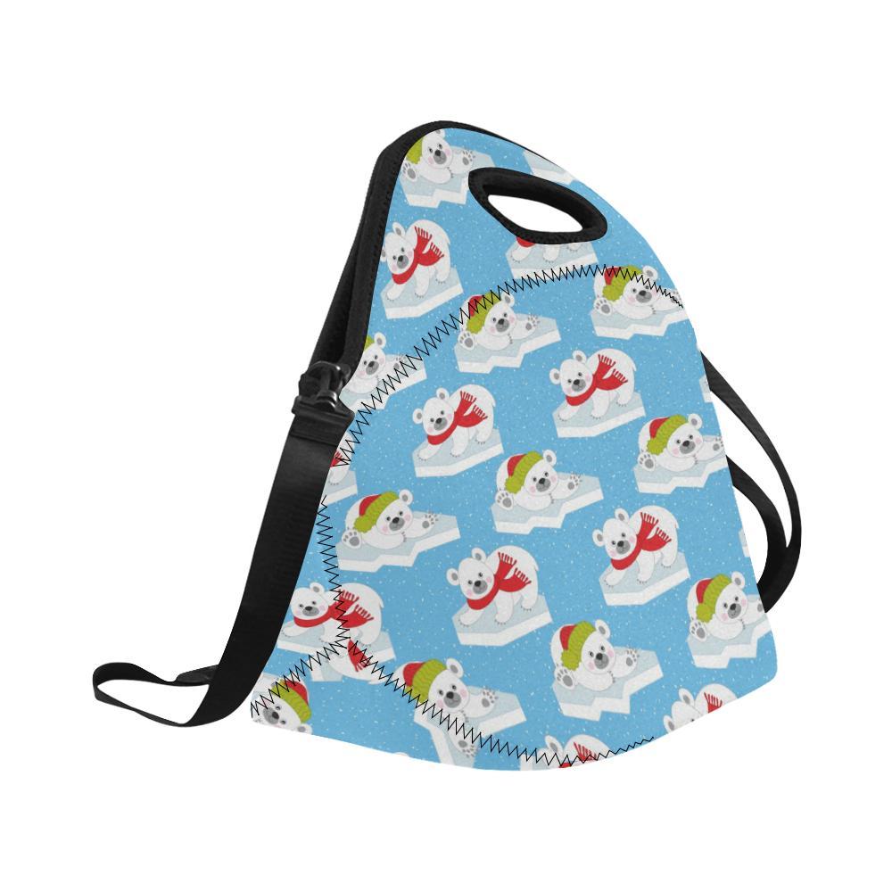Polar Bear Pattern Print Design PB06 Neoprene Lunch Bag-JorJune