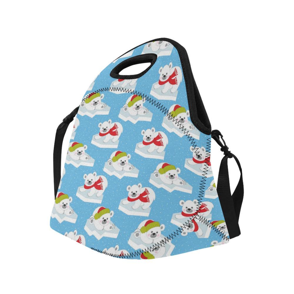 Polar Bear Pattern Print Design PB06 Neoprene Lunch Bag-JorJune