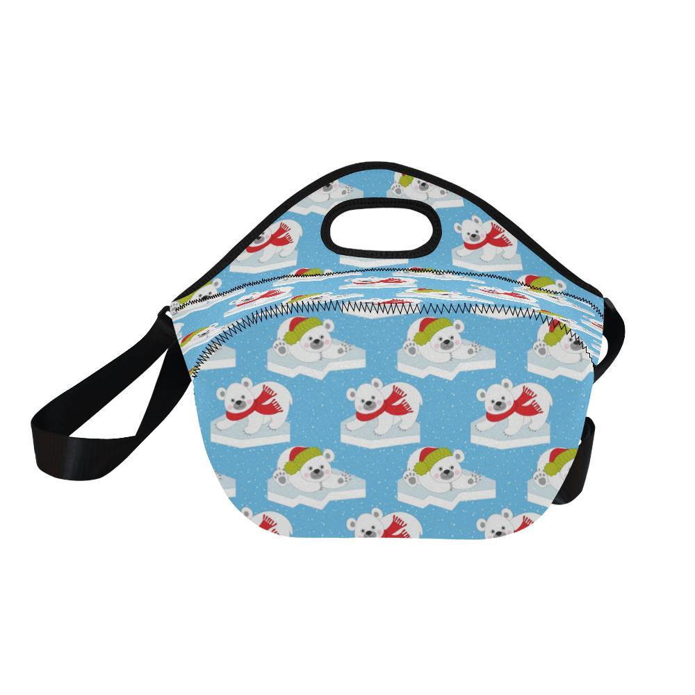 Polar Bear Pattern Print Design PB06 Neoprene Lunch Bag-JorJune